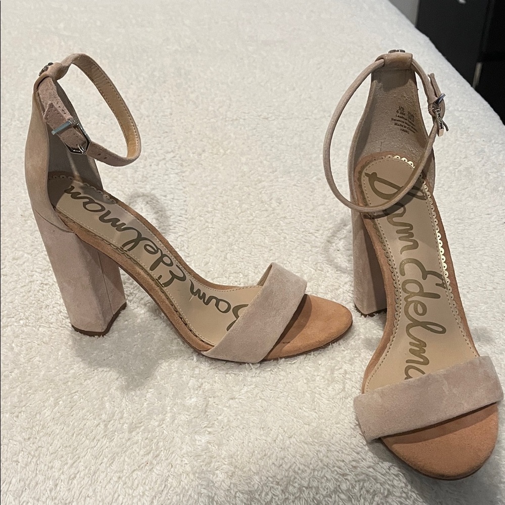 Sam Edelman Nude Suede Block Heel Sandals